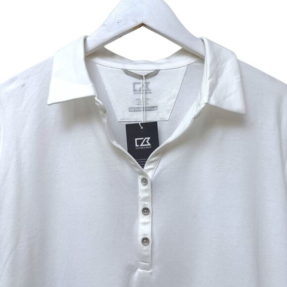 NEW Cutter & Buck White Polo Shirt Womens XXL Elbow Sleeve Drytec Cotton Top NWT - Picture 3 of 13